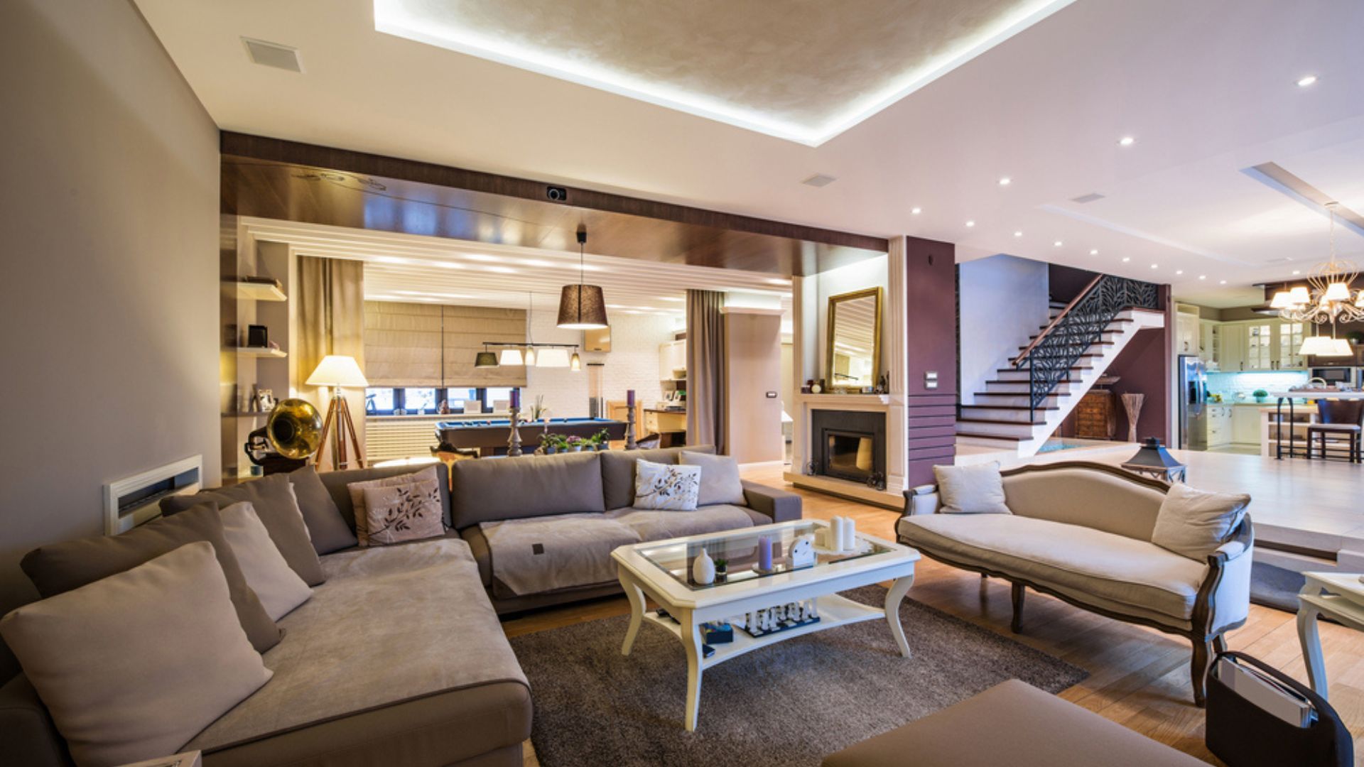 a luxury apartment with a couch