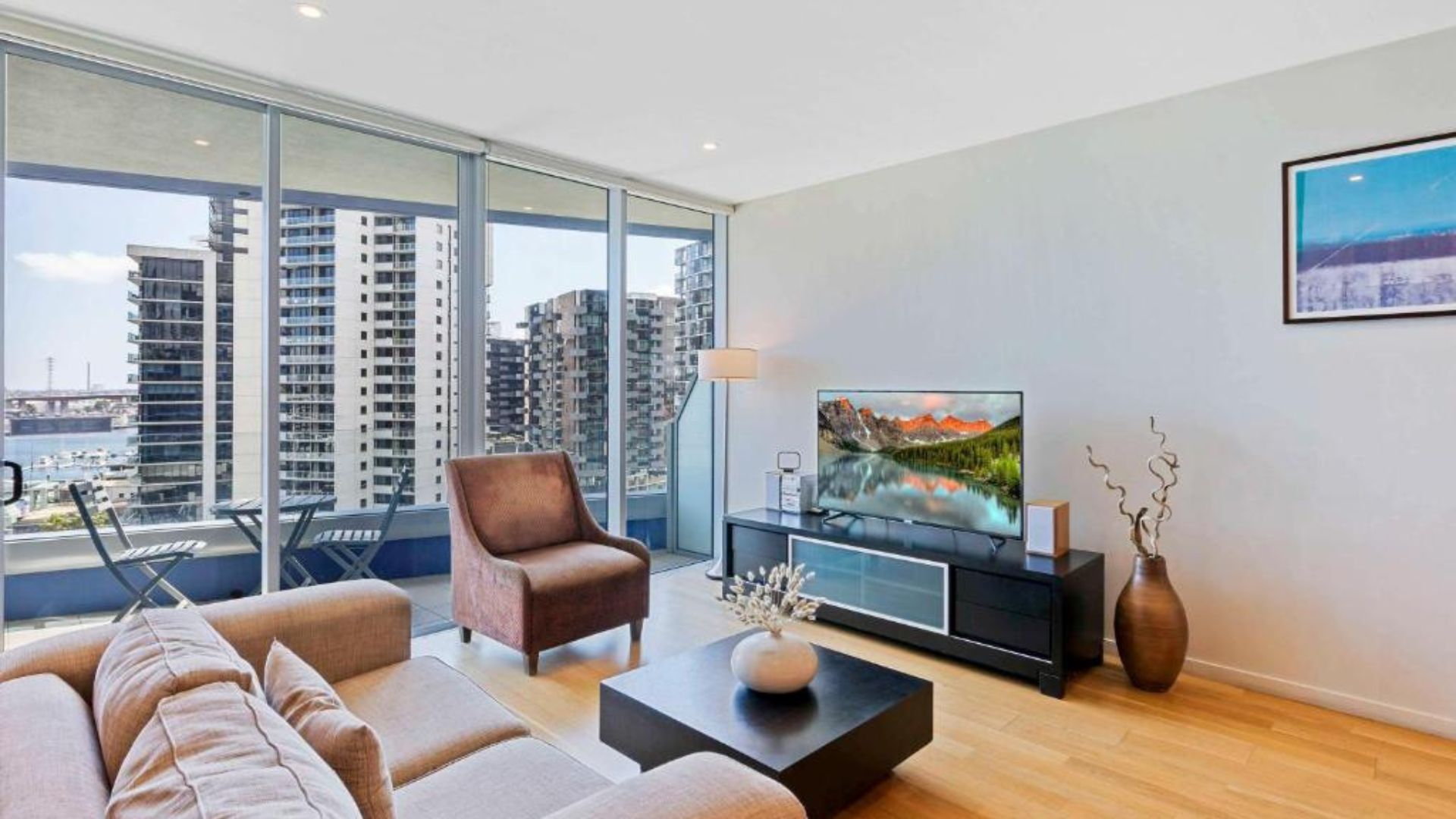 An apartment with a couch